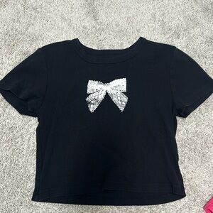 Pacsun black crop T shirt with bow
